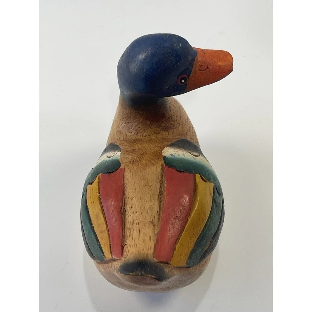 Hand Painted Carved Wooden‎ Wood Duck Decor 4.5